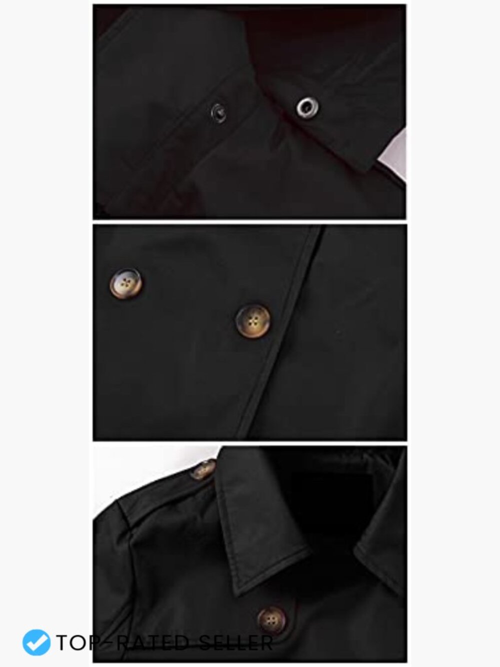 Women's Double Breasted Trench Coat Mid-Length Belted Overcoat with Hood - Picture 5 of 7